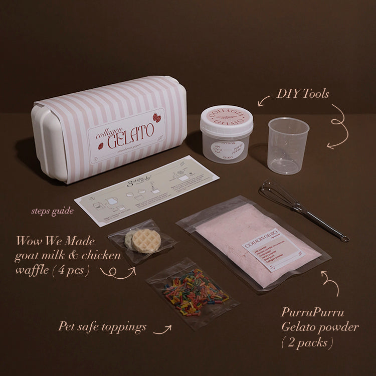 Collagen Gelato DIY Kit for dogs and cats, strawberries yogurt flavor